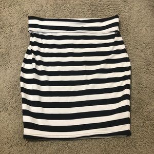 Black and White Striped Bodycon Skirt